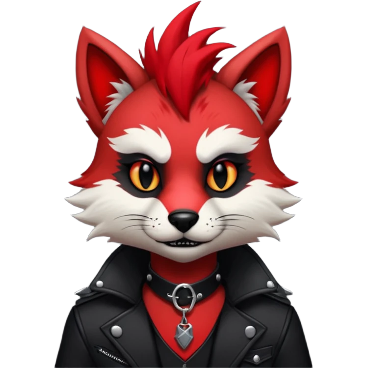 Anthropomorphic Anthro Furry punky gothic black white and red badass cool stylish handsome smexy Animal-furry-fursona emoji