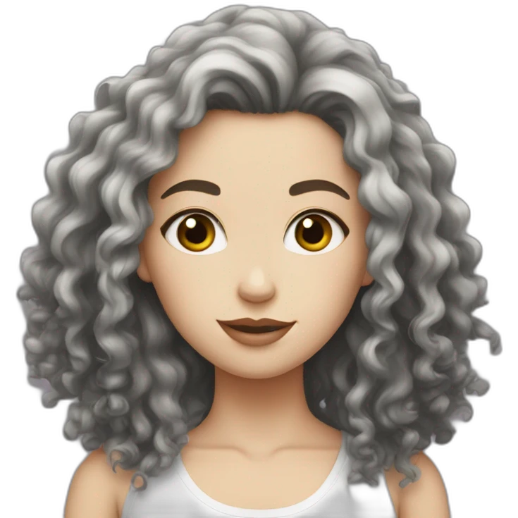 White girl with black frizzy hair emoji