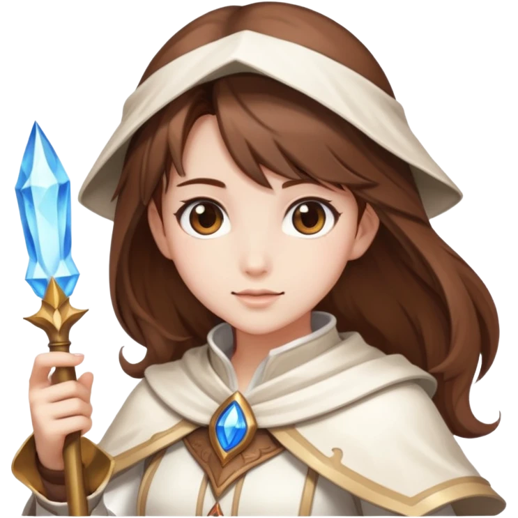 Pretty girl brown hair white mage casting freeze emoji