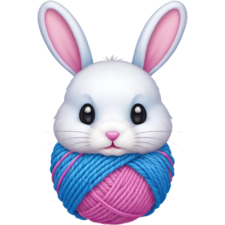 Bunny knitting yarn ball on head emoji