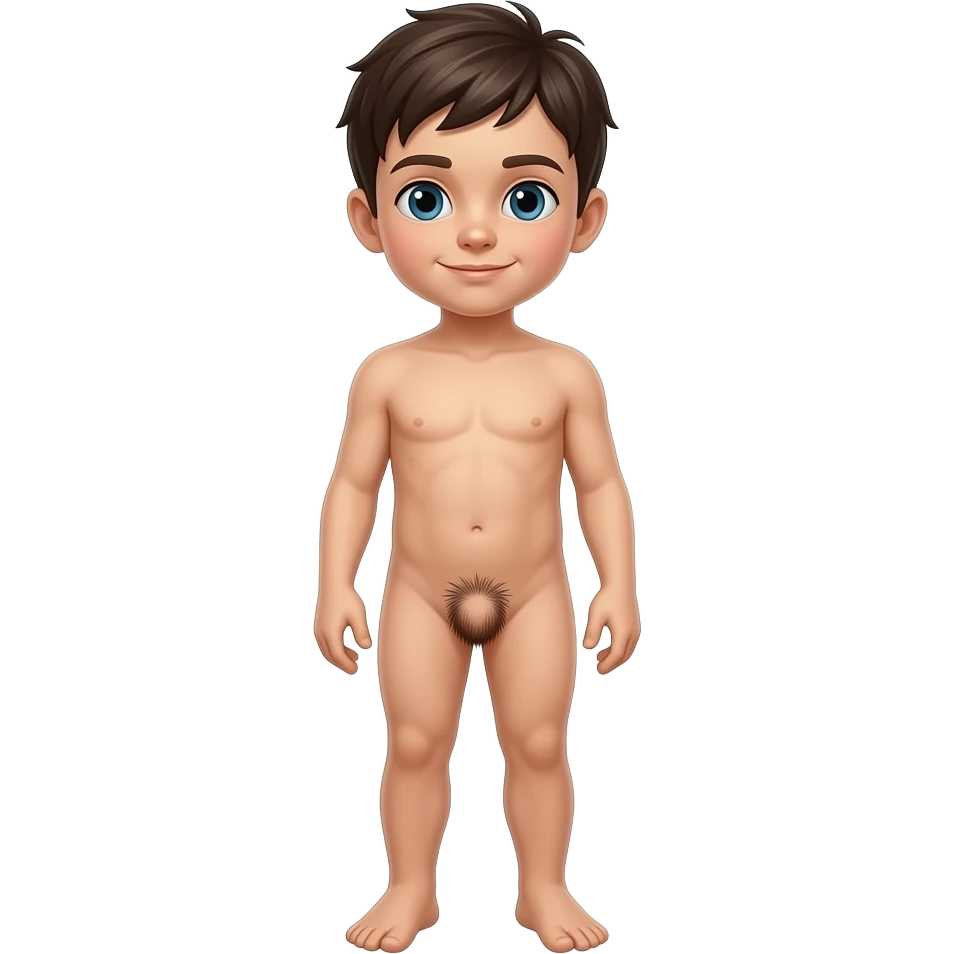 Naked kid boy full body with hairy private part emoji