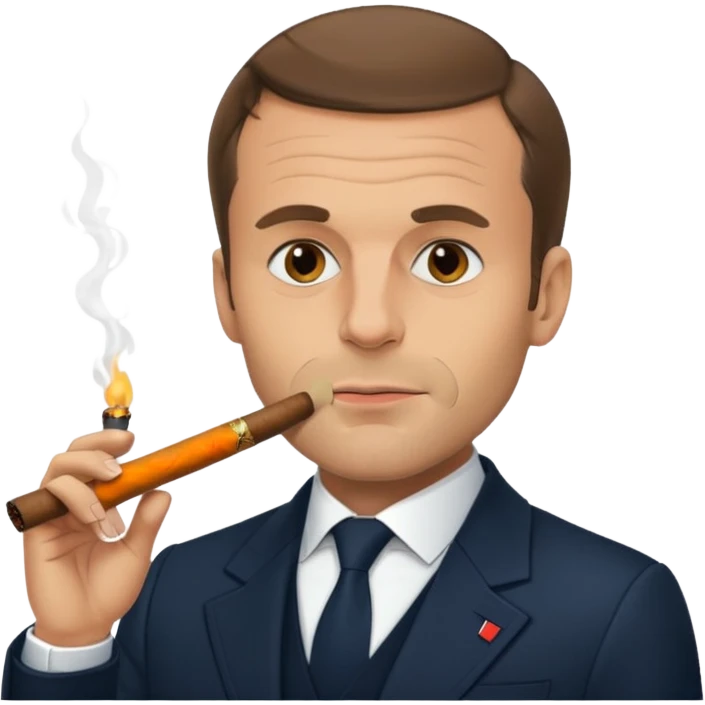 Macron avec un cigare à la bouche emoji