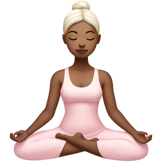 white yoga girl in meditation pose light pink clothes  emoji