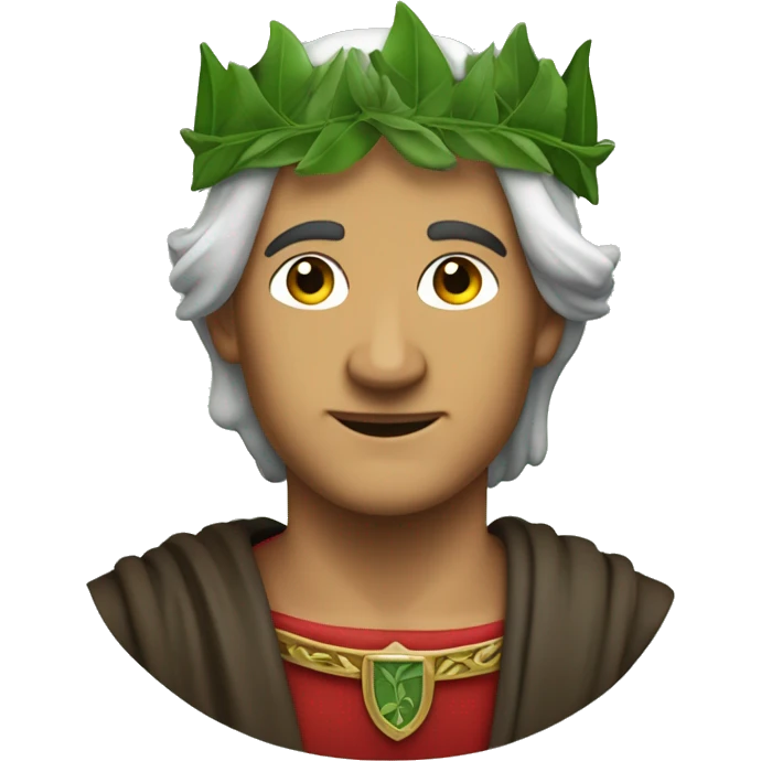Dante Alighieri with a green laurel wreath on his head emoji