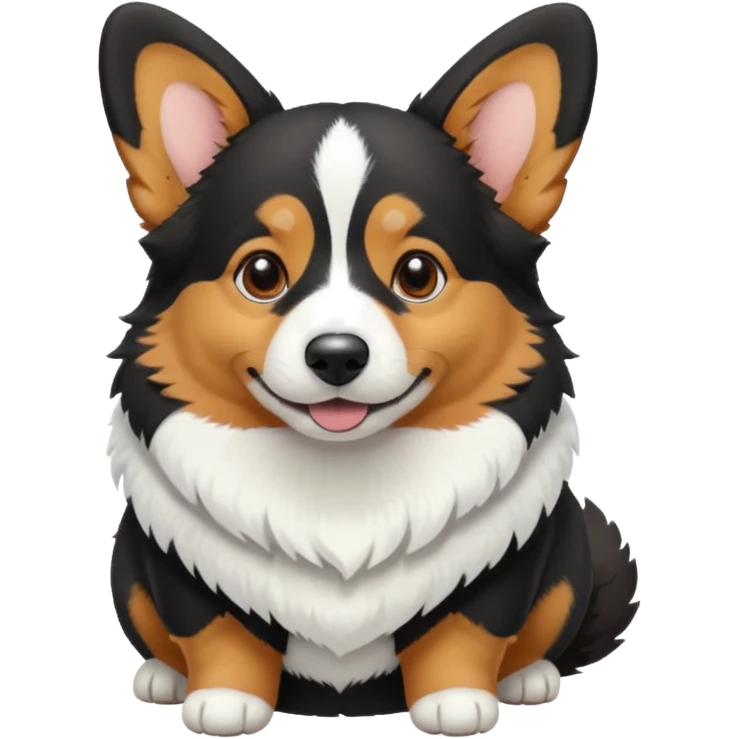 black tricolor corgi with no tail in snow emoji