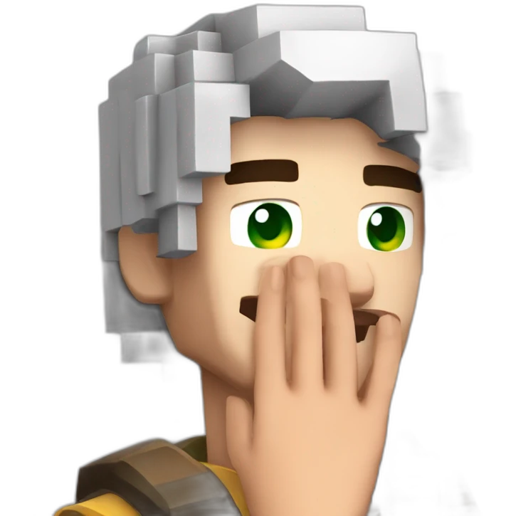 Thoughtful Steve from minecraft put his hand to his face emoji