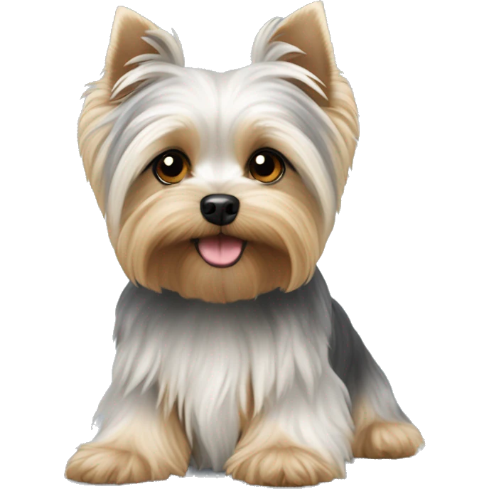 white grey gold yorkie maltese dog mix  emoji