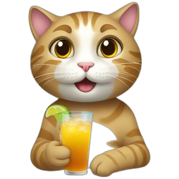 Cat holding a drink emoji