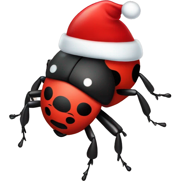 Ladybug with Christmas hat emoji