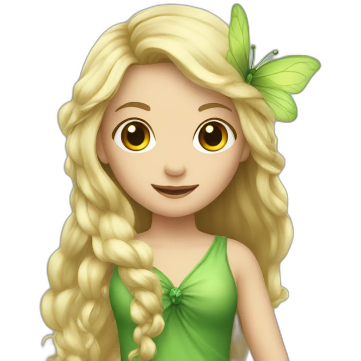 Fairy with long blond hair and green dress emoji