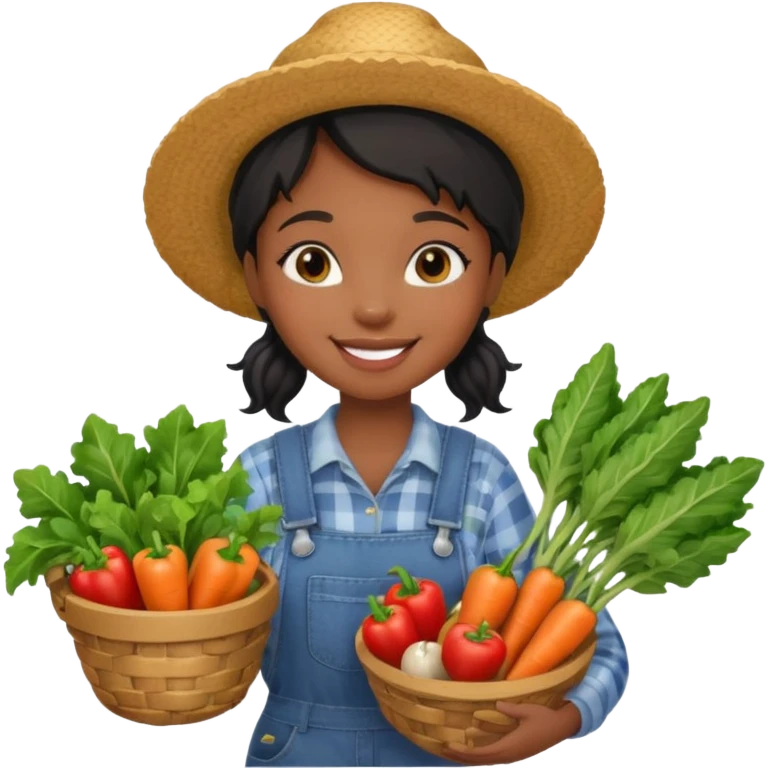 make a cute black girl farmer  emoji