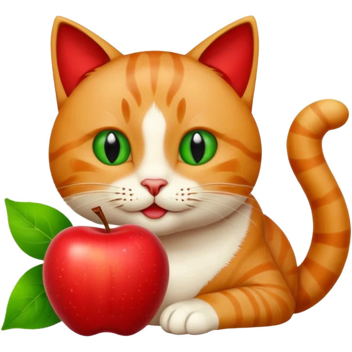 Gato comendo maçã emoji