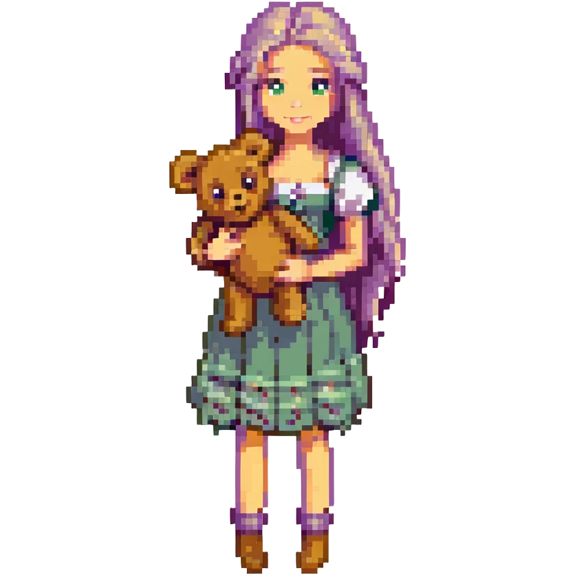Rapunzel holding a teddy bear emoji