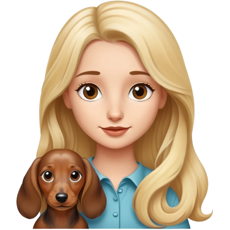 Blonde girl with brown Merle long hair dachshund  emoji