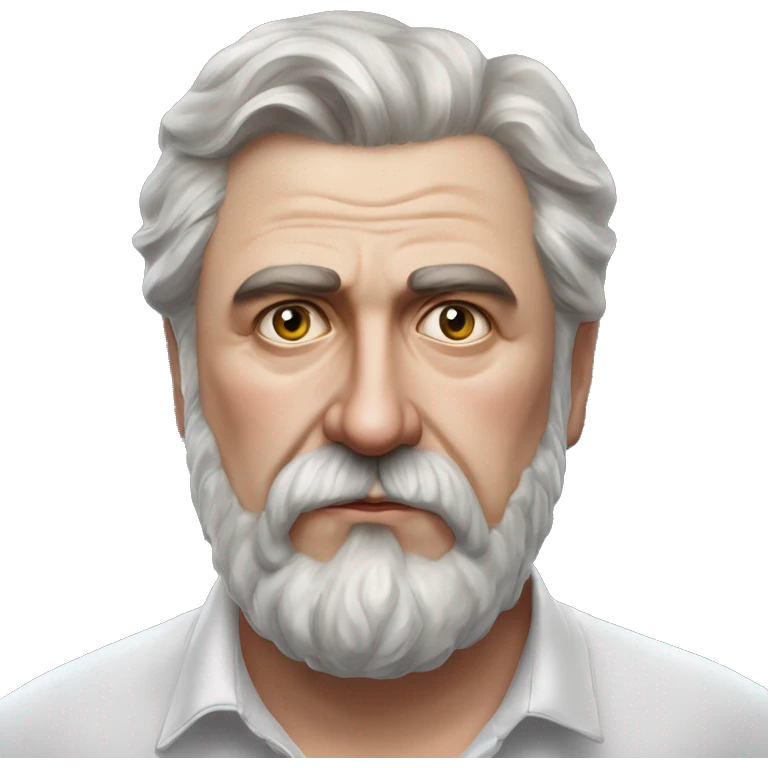 Russian writer Alexander Kuprin Photorealism A plump serious man of Slavic appearance with Small eyes with beard and mustache, with a  short haircut, big detailed face, wrinkled face emoji
