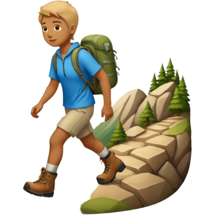 Hiking up a hill, walking upward emoji