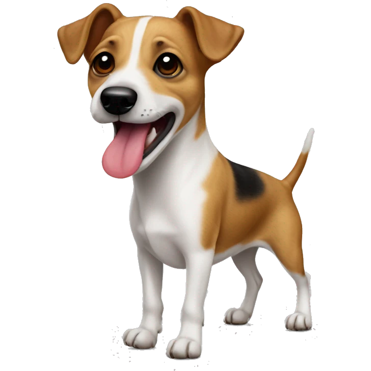 a jackrusselterrier dog with its tongue out emoji
