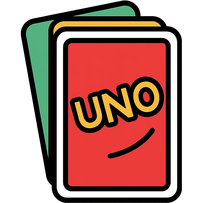 Uno card stack, icon style, clean lines, flat colors, minimalistic look emoji