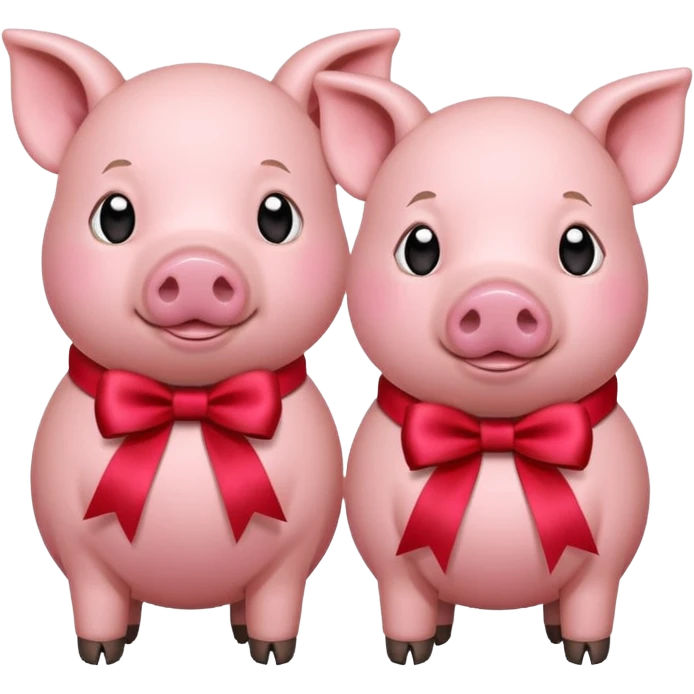 6 pigs with ribbons emoji