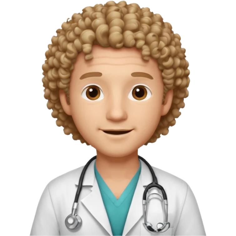 a male doctor with curly hair and cheerful face emoji