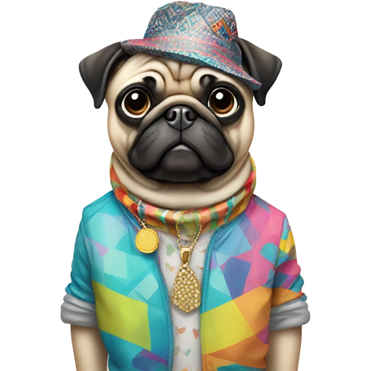 Pug wearing a fashion outfit  emoji