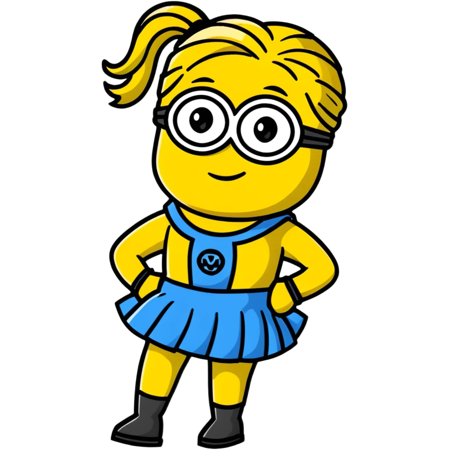 girly minion with skirt and ponytail emoji