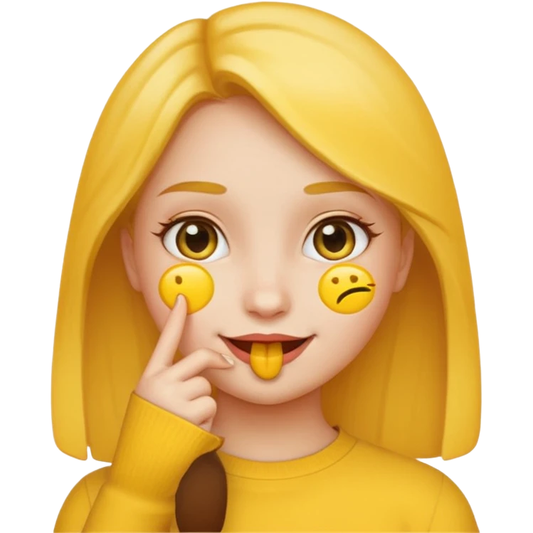 Finger to lip girl yellow emoji emoji