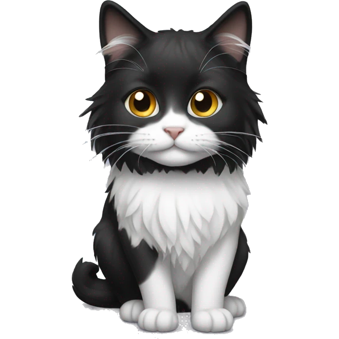 black and white cat long haired emoji
