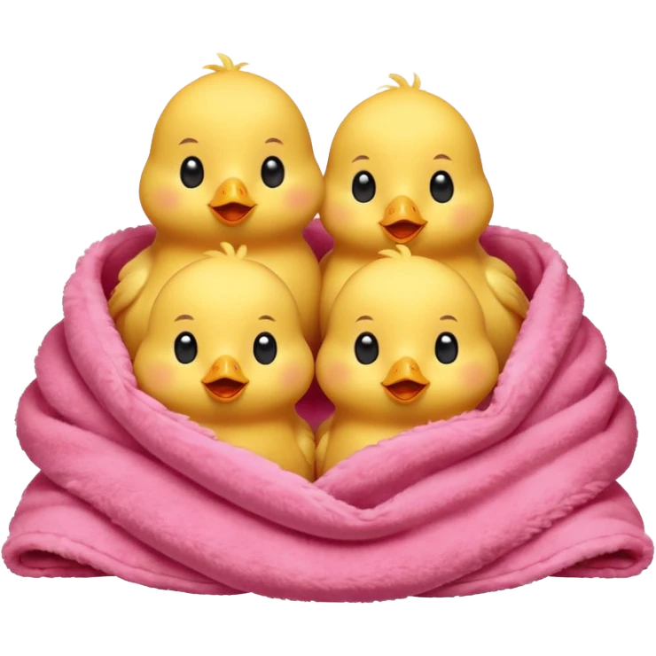 happy smile red chicks in pink blanket emoji