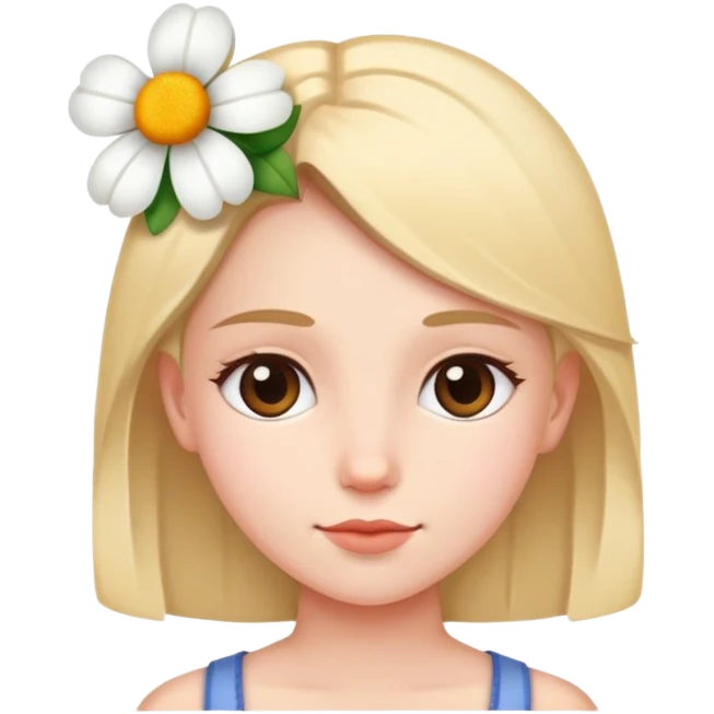 Niña con flor pequeña en la cabeza en la parte derecha emoji