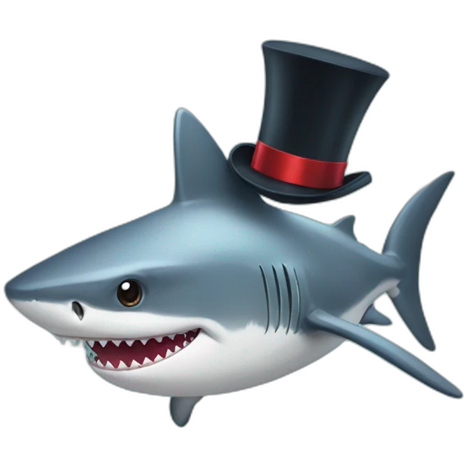 Shark with a top hat emoji
