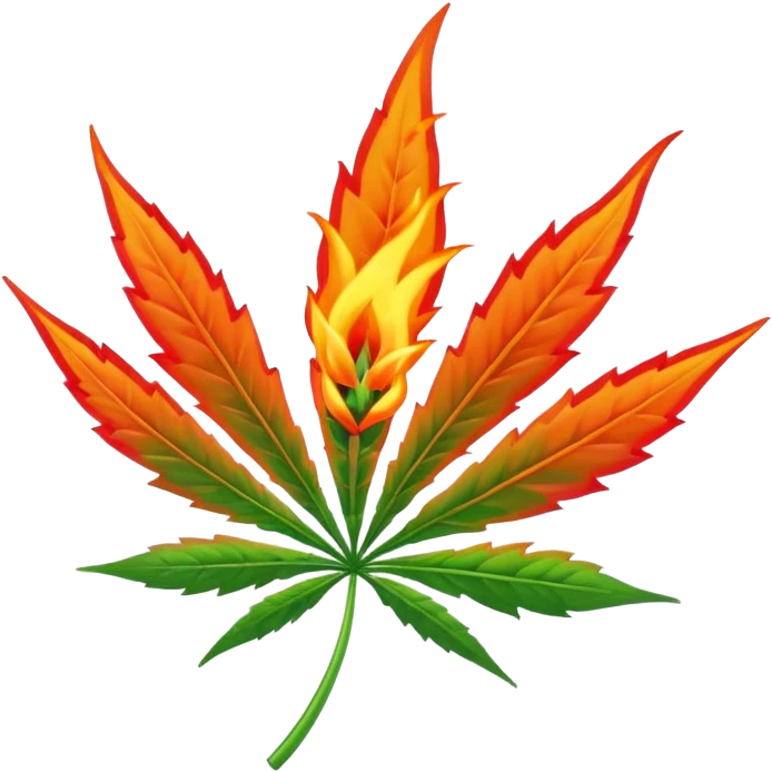 Cannabis leaf with rotation design on out with flame emoji