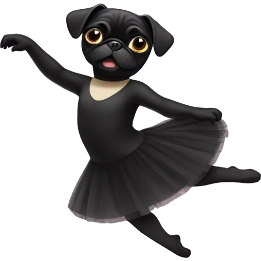 Black pug dancing ballet emoji