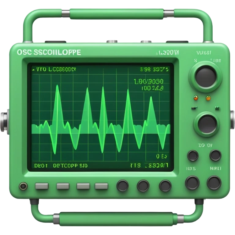 An oscilloscope device with a green waveform displayed on the screen emoji