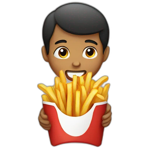 Boy eating french fries  emoji