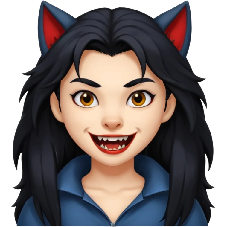 Werewolf black hair girl with a smile emoji