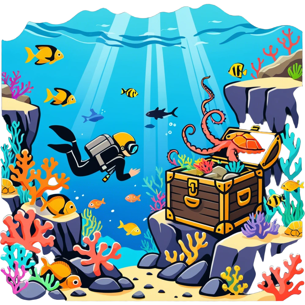 create me a picture with an image of the underwater ocean and what would be there two pictures find the differences emoji