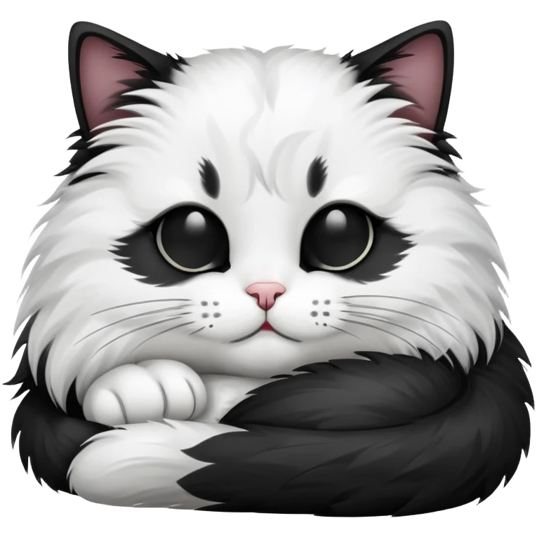 black and white cat with sleepy zzz emoji