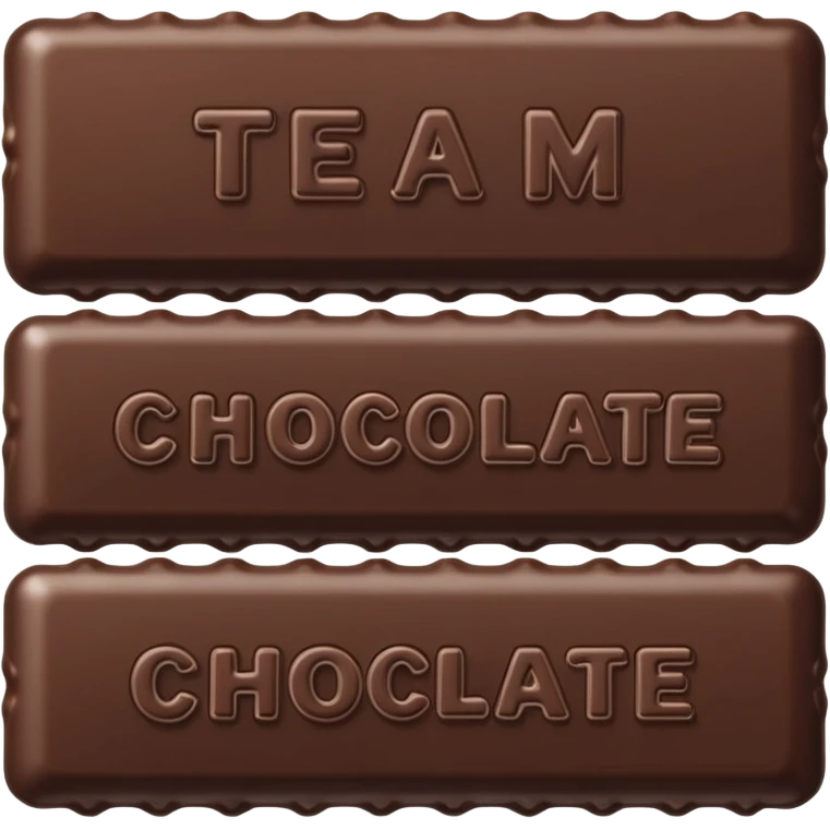 Chocolate bar that says team Chocolate  emoji