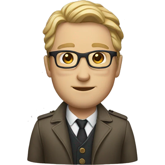 white man with straigth hair, glasses, a jacket and a necklace emoji