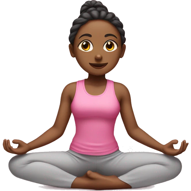 A blinde girl doing yoga with pink outfit emoji