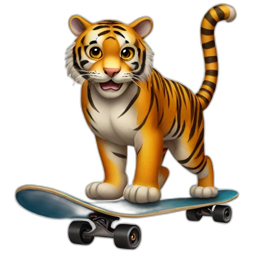 Tiger on Skateboard emoji