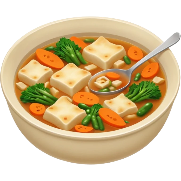 A bowl of Korean soup filled with flat, hand-torn dough pieces that look like irregular paper scraps—soft, uneven, and with natural ragged edges—floating in a light, savory broth with vegetables. emoji