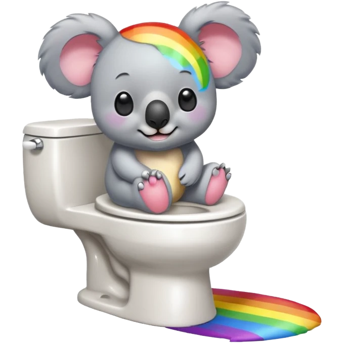 rainbow koala on a toilet pooping rainbows emoji