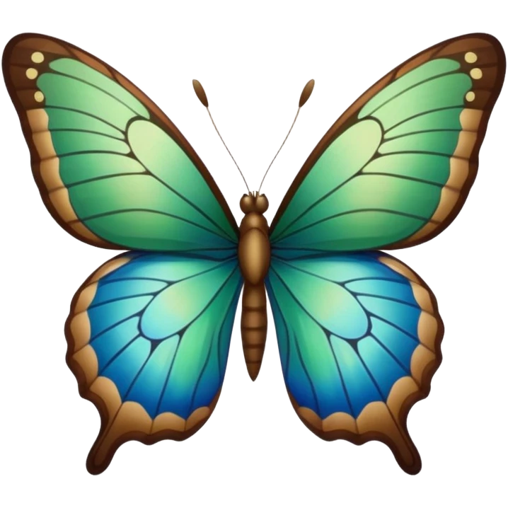 Green brown blue butterfly emoji