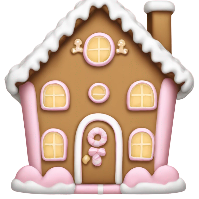 light pink and gold and white gingerbread house emoji