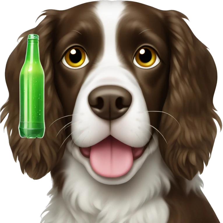 Springer spaniel with a green drink emoji