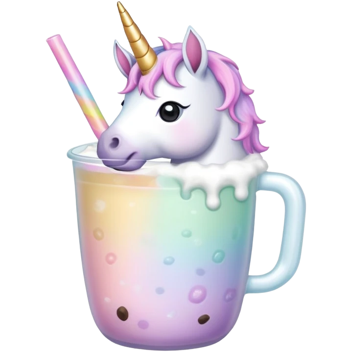 Unicorn drinking boba  emoji