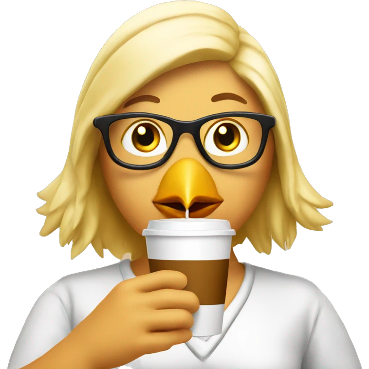 Blonde chicken sipping Cappuccino  emoji