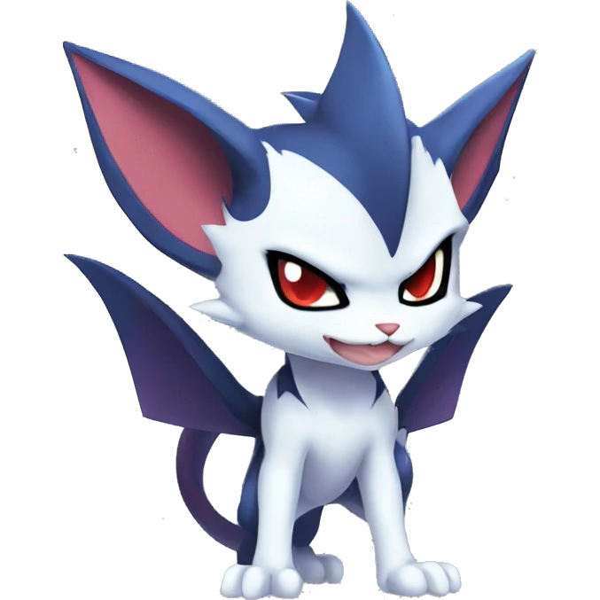 Edgy Cool Chibi Sneasel-Noivern-Absol-Pokémon-Fakémon-fusion-cat Full Body emoji